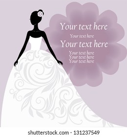 Bride in a white wedding dress with floral ornament vector