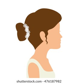 bride woman wearing dress wedding flowers cartoon vector illustration