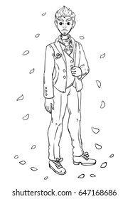 Bridegroom line vector.