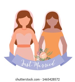 Brides avatars design, Wedding marriage love celebration invitation and engagement theme Vector illustration