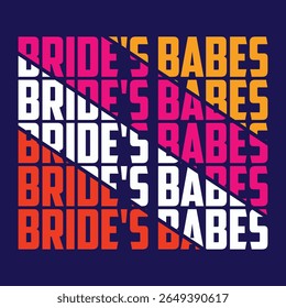 Bride's babes - Black hand lettered quote with diamond ring for greeting card, gift tag, label, wedding sets. Groom and bride design. Bachelorette party. Best Bride text with diamond ring.