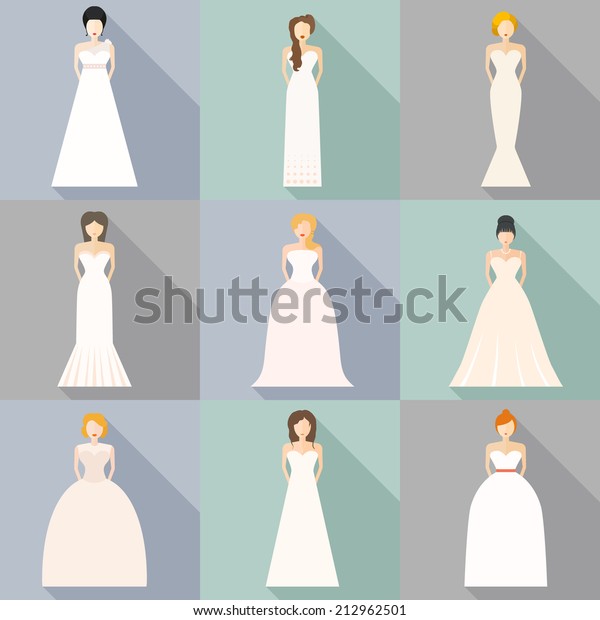 Brides Different Styles Wedding Dresses Made Stock Vector Royalty