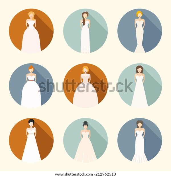 Brides Different Styles Wedding Dresses Made Stock Vector Royalty