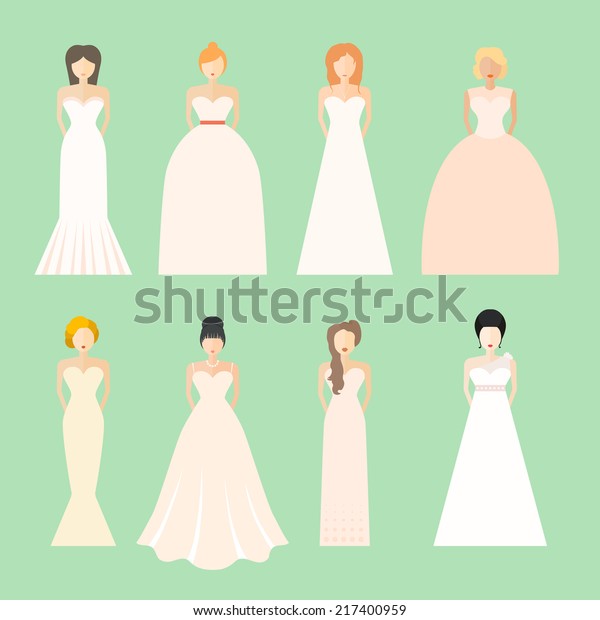 Brides Different Styles Wedding Dresses Made Stock Vector Royalty