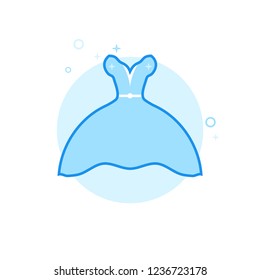 Bride's Dress Flat Vector Icon. 