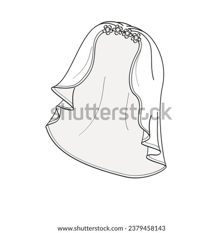bride's veil linear color illustration
