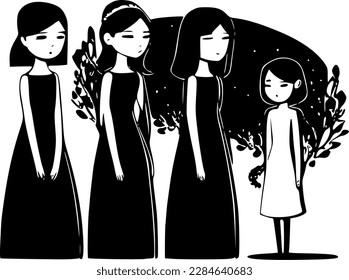 Bridesmaid | Ilustración del vector negro y blanco