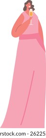 Bridesmaid character holding champagne glass