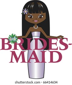 Bridesmaid Long Black Hair Dark Skin Tone Brown Eyes