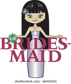 Bridesmaid Long Black Hair Green Eyes