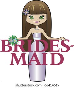 Bridesmaid Long Brunette Hair Green Eyes