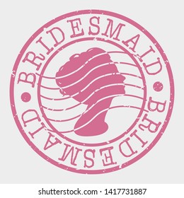 Bridesmaid Stamp. Woman Hair Silhouette Seal. Round Design. Vector Icon. Design Retro Insignia.