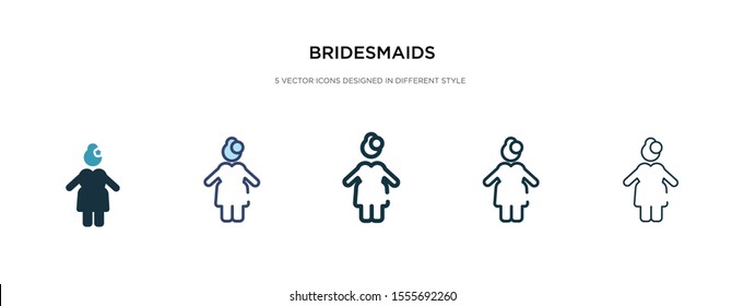 bridesmaids icon in different style vector illustration. two colored and black bridesmaids vector icons designed in filled, outline, line and stroke style can be used for web, mobile, ui