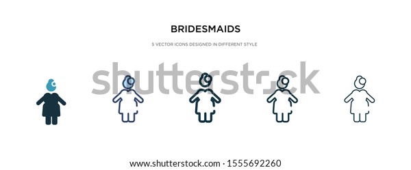 bridesmaids\
icon in different style vector illustration. two colored and black\
bridesmaids vector icons designed in filled, outline, line and\
stroke style can be used for web, mobile,\
ui