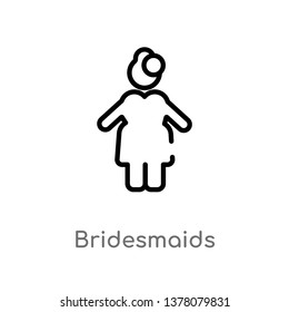 bridesmaids vector line icon. Simple element illustration. bridesmaids outline icon from people concept. Can be used for web and mobile