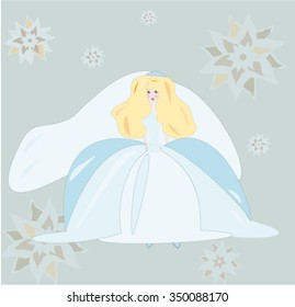 Bride-with-yellow-hair-on-a-blue-background