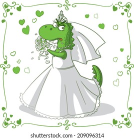 Bridezilla Vector Cartoon - Monster bride eating bouquet vector cartoon. File type: vector EPS AI8 compatible.  