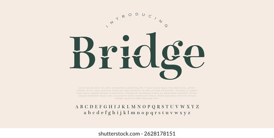 Bridge abstract scifi modern alphabet fonts. Science fiction typography sport, technology, fashion, digital, future creative logo font. vector illustration