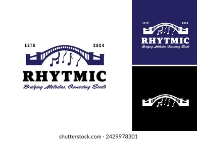 a bridge adorned with musical notes logo design template. great for music-themed design projects, album covers, or music-related marketing materials.