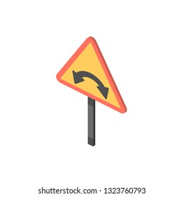 Bridge ahead isometric icon. Element of color isometric road sign icon. Premium quality graphic design icon. Signs and symbols collection icon
