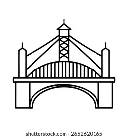 Bridge with archway supporting cables on architecture structure
