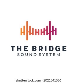 Bridge with Audio Sound Wave Waveform for Record Voice Studio Music logo design