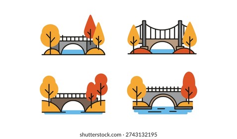 Bridge Autumn dynamic smooth color illustration