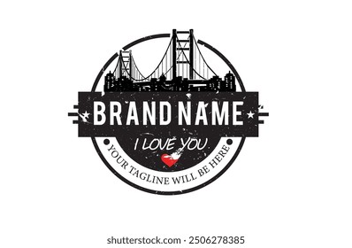 Bridge Badge label logo Black Color Vector