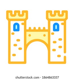 bridge between castle towers color icon vector. bridge between castle towers sign. isolated symbol illustration