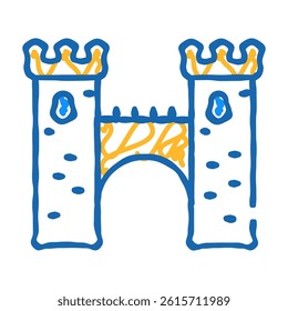 bridge between castle towers doodle icon sketch vector. bridge between castle towers sign. isolated symbol illustration