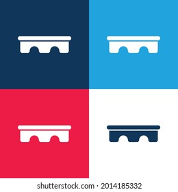 Conjunto de iconos mínimo de cuatro colores azul y rojo puente