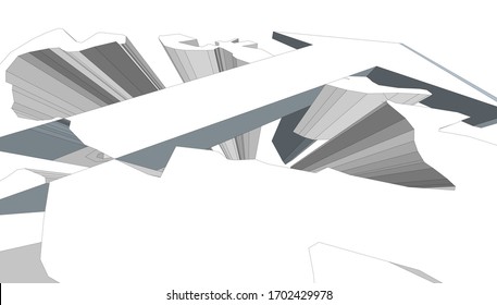 
bridge boardwalk composition, 3d render, design project.