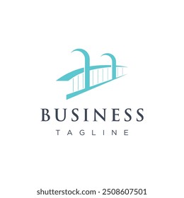Bridge building abstract logo with creative idea.Vector illustration.