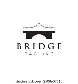 Bridge building abstract logo with creative idea.Vector illustration.