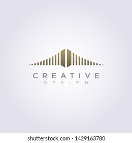 Bridge or Building City Vector Illustration Design Clipart Symbol Logo Template.