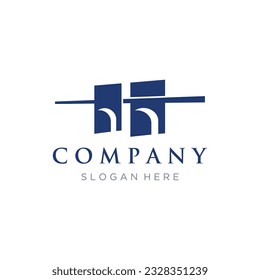 Bridge building construction abstract logo design with a creative idea.