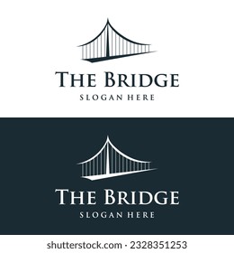 Bridge building construction abstract logo design with a creative idea.