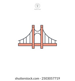 Ilustración vectorial del símbolo del icono del edificio del puente aislada en el fondo blanco