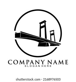 Bridge building illustration vector logo