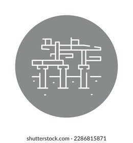 Bridge building сolor line icon. Road construction. Pictogram for web page