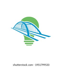 Bridge with Bulb logo design vector illustration, Creative Bridge logo design concept template, symbols icons