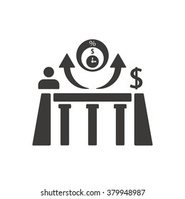 Bridge business icon, vector illustration. Flat design style.