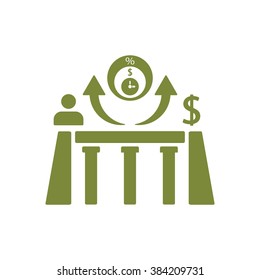 Bridge business icon, vector illustration. Flat design style.