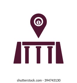 Bridge business icon, vector illustration.  Flat design style