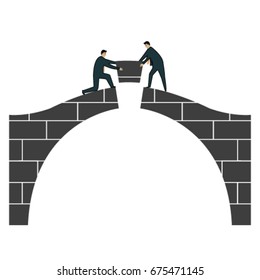 Bridge, buyers and suppliers vector icon