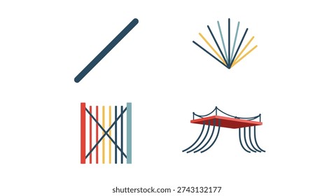 Bridge Cables Line colorful creative design illustration
