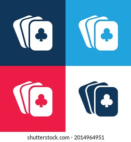 Bridge Cards blue and red four color minimal icon set