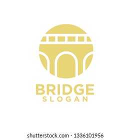 bridge circle gold abstract logo icon designs vector illustration