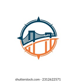 bridge compass logo design for your company, icon, logos, logotype element for template.