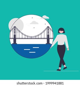 bridge concept illustration
This illustration uses a flat line style. Each element in the design is an individual vector layer